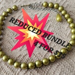 BUNDLE OFFER AD 4 FOR $15...Olive Green Beaded Necklace